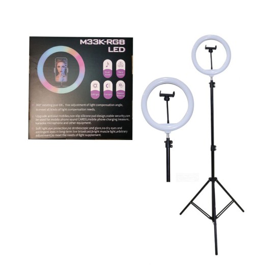 RINGLIGHT STAND M33K-RGB WITH PHONE HOLDER 33CM BLACK